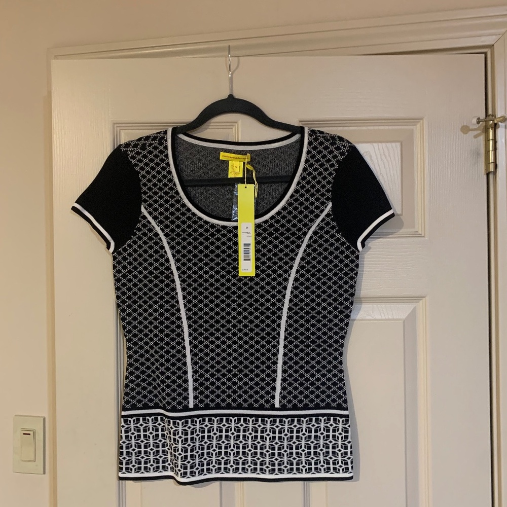 NWT Catherine Malandrino  Black/White Print Sweater sz M